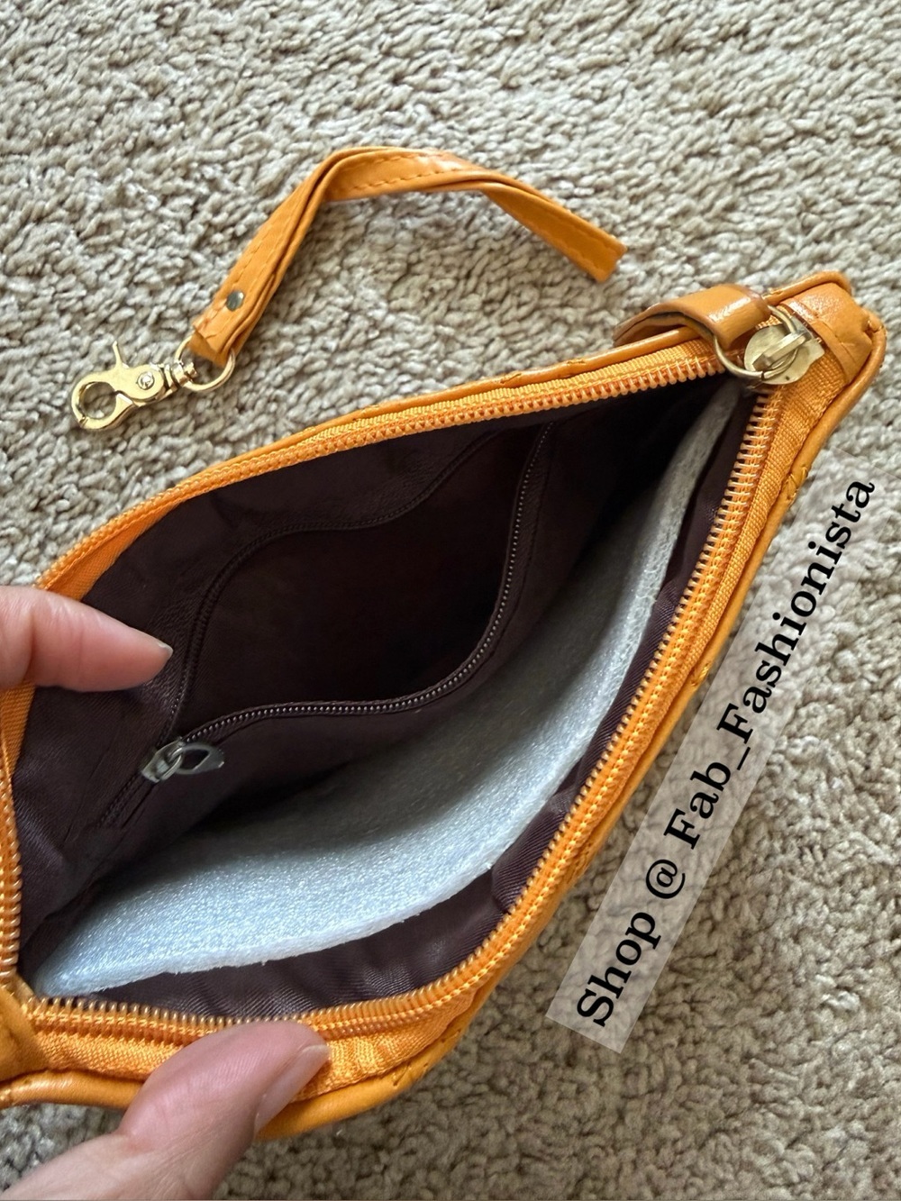 Quilted Mustard Wristlet Clutch - Picture 4 of 8